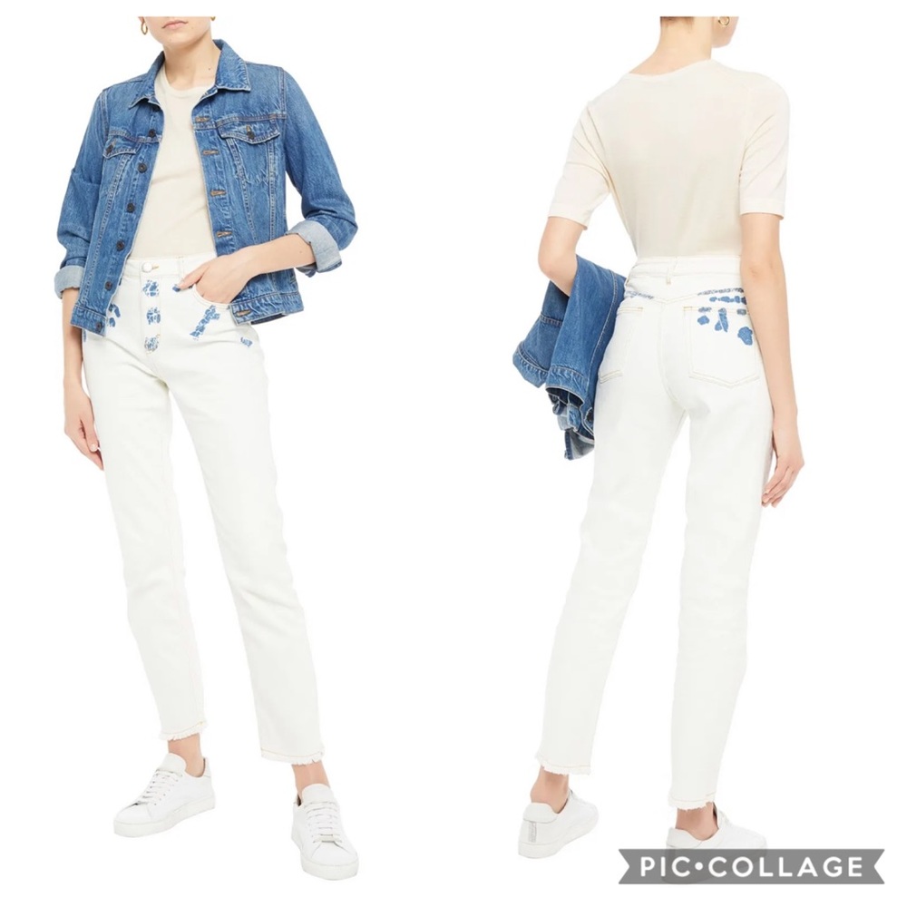 GUC Maje Paoline Bleached High Rise Fray Hem Straight Jean